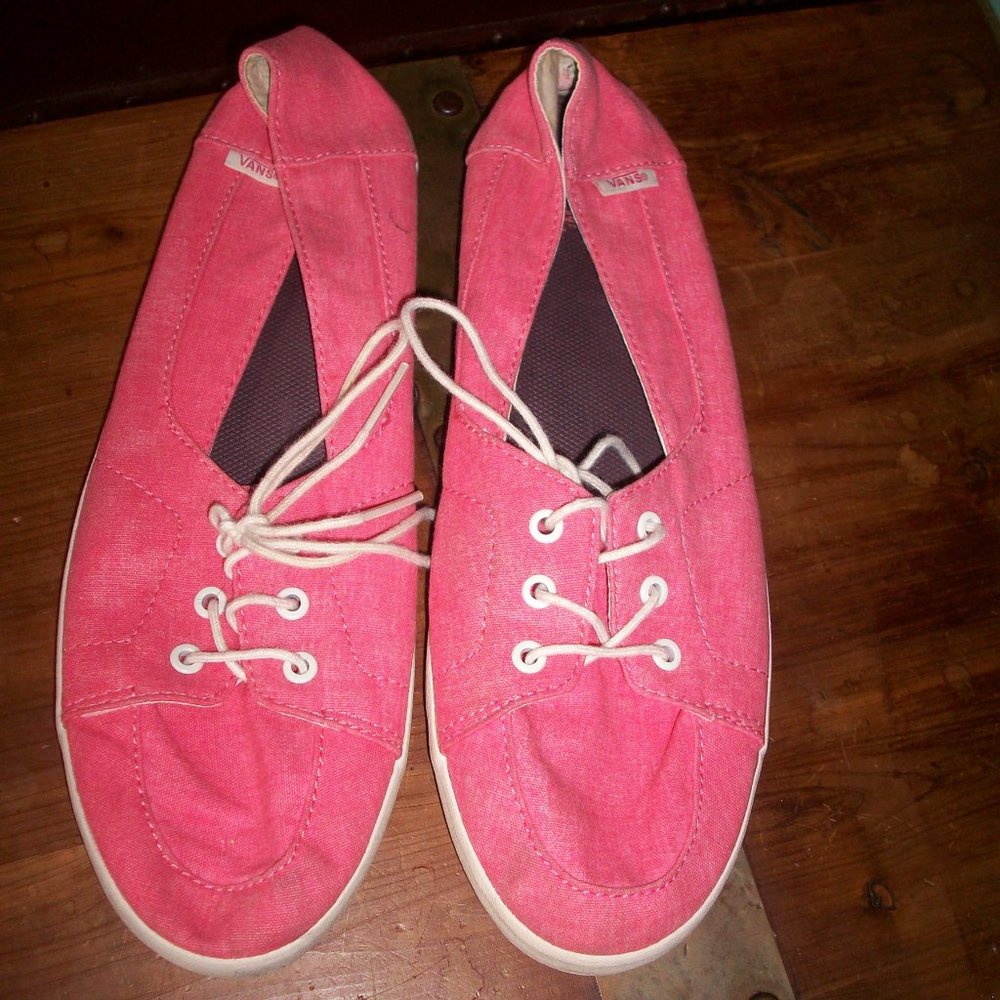 Vans Surf Siders Boat Shoes Sneakers Women's Size 10.5 Pink Canvas Lace Up - Picture 3 of 6